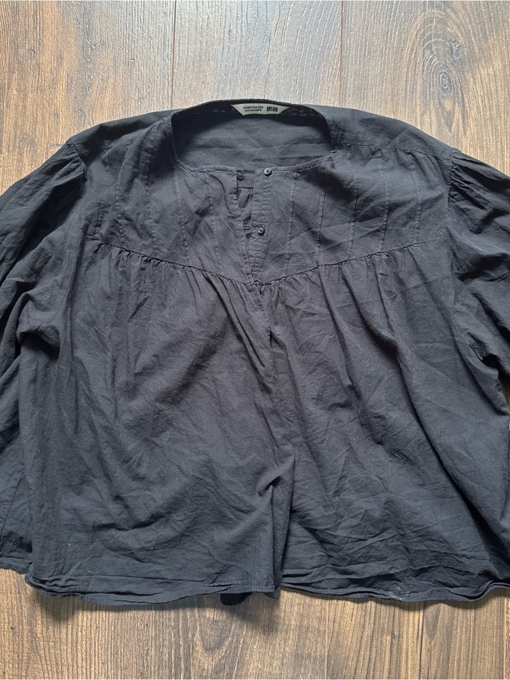Comptoir Des Cotonniers Uniqlo Black 100% Cotton Button-Front Swing Shirt